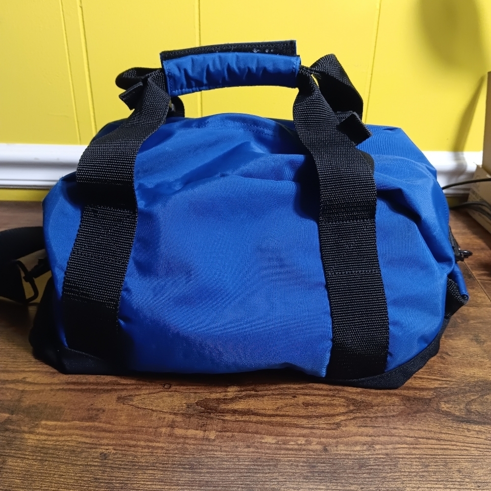 LL Bean Adventure Duffle Bag Blue Nylon Hiking Outdoor Travel Gym Tote - Picture 6 of 14